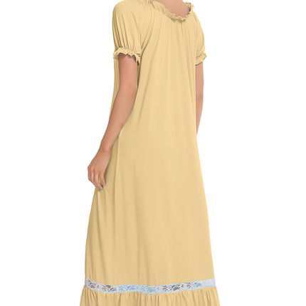 Lace Detail Short Sleeve Lounge Dress