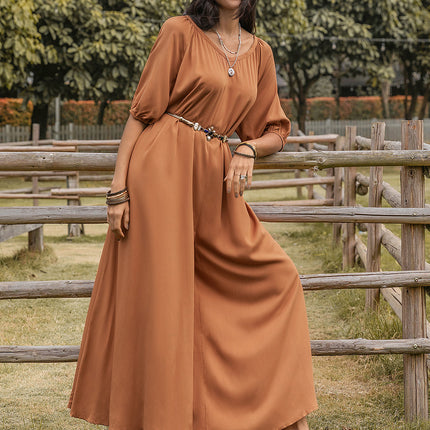 Scoop Neck Half Sleeve Wide Leg Jumpsuit