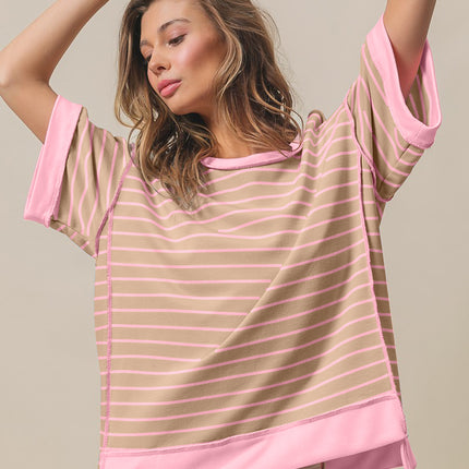 BiBi Exposed Seam Stripe Contrast T-Shirt