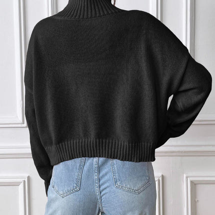 Heart Turtleneck Long Sleeve Sweater