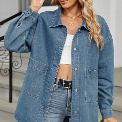 Removable Hood Button Up Long Sleeve Denim Jacket