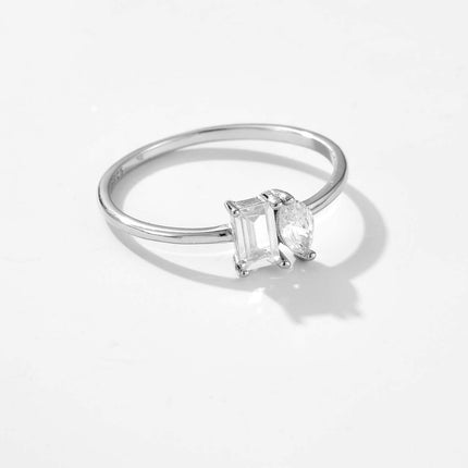 925 Sterling Silver Geometric Zircon Ring