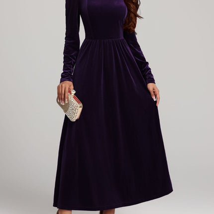 Velvet Square Neck Long Sleeve Dress