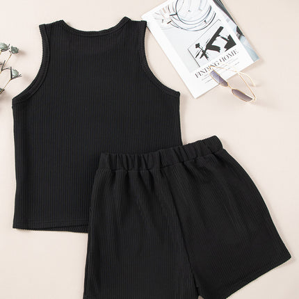 Round Neck Sleeveless Top and Shorts Set