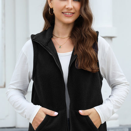 Zip Up Vest Coat with Pockets