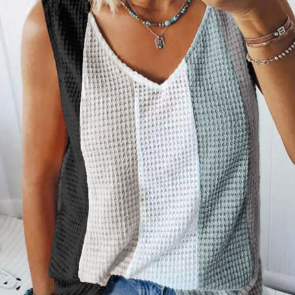 Color Block V-Neck Tank Top