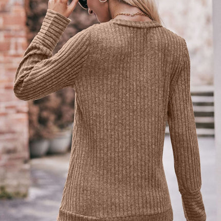 Double Take V-Neck Long Sleeve Ribbed Top