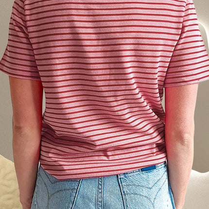 Striped Round Neck Short Sleeve T-Shirt