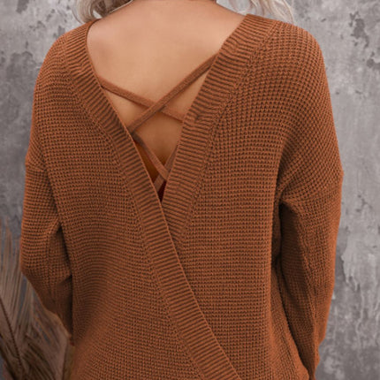 Crisscross Back Boat Neck Sweater