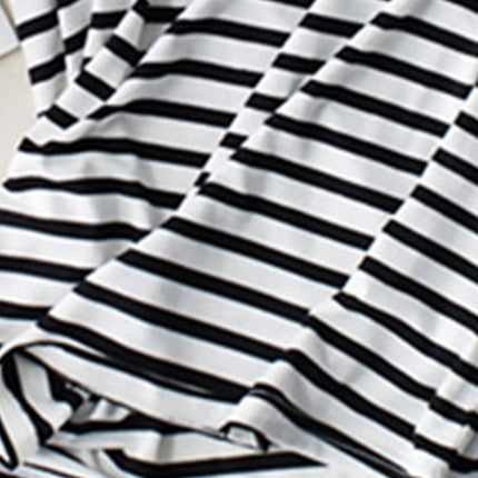 Striped Round Neck Short Sleeve T-Shirt with Bra