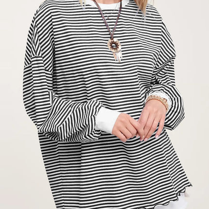 Contrast Striped Long Sleeve Sweatshirt