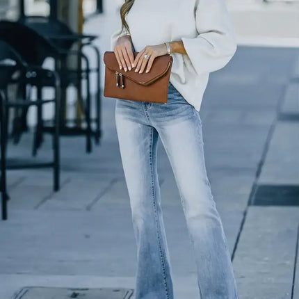 25/5 Spring And Autumn Women's Denim Pants New High-Waisted Slimming Micro-Flared Jeans Female Trend 366