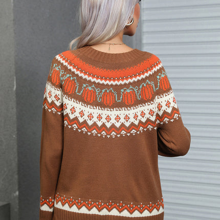 Angel Wings Geometric Round Neck Long Sleeve Sweater