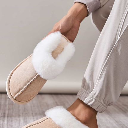 Faux Fur Round Toe Slippers