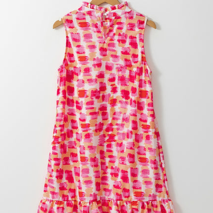 Printed Mock Neck Sleeveless Dress