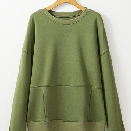 Solid Color Round Neck Long Sleeve Sweatshirt