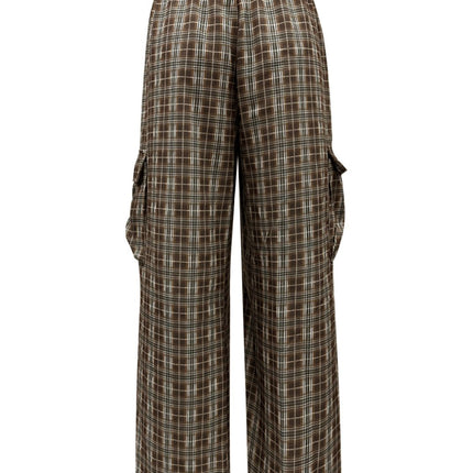 Plaid Wide Leg Pants with Pockets