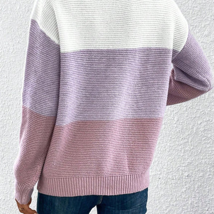 Color Block Drop Shoulder Long Sleeve Sweater