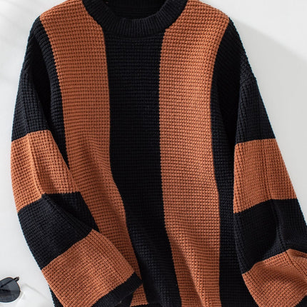 Color Block Round Neck Long Sleeve Sweater