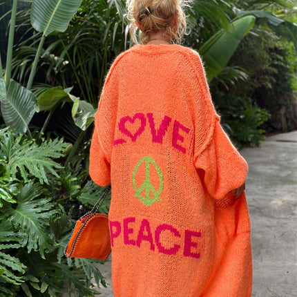Letter Dropped Shoulder Long Sleeve Cardigan - Vickie Lynn's