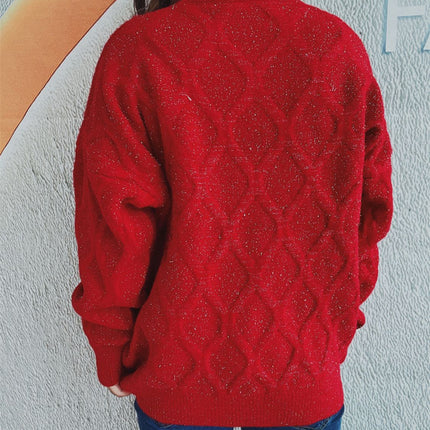 Diamond Round Neck Long Sleeve Sweater