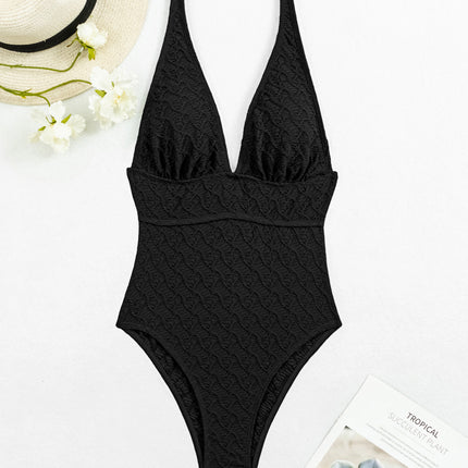 Backless V-Neck Sleeveless One-Piece Swimwear