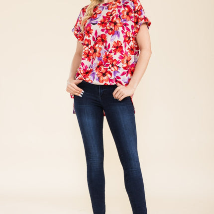 Celeste Full Size Round Neck Short Sleeve Floral T-Shirt