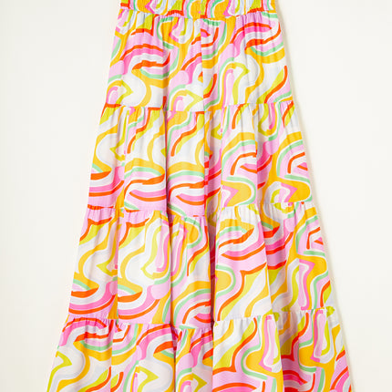 Printed Elastic Waist Skirt