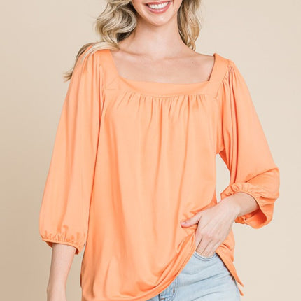 Culture Code Square Neck Puff Sleeve Top