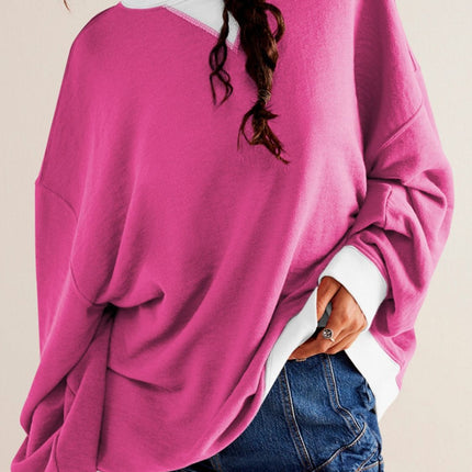 Contrast Dropped Shoulder Long Sleeve Sweatshirt