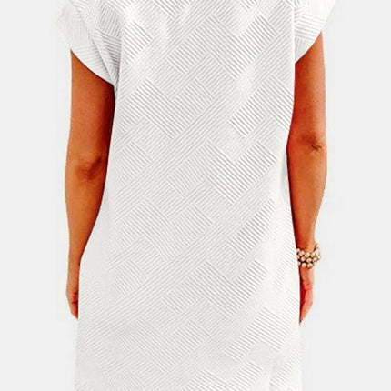 Textured Round Neck Cap Sleeve Dress