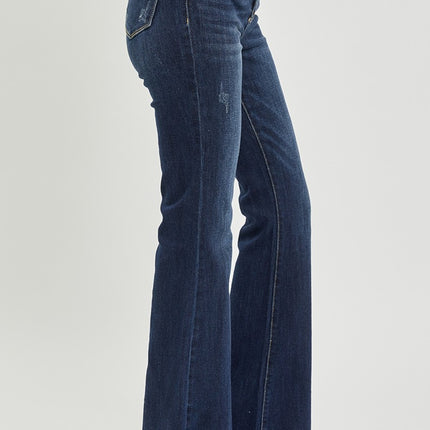 RISEN High Waist Raw Hem Flare Jeans