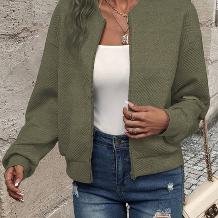 Textured Zip Up Long Sleeve Jacket