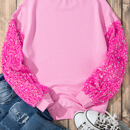 Valentine’s Day Sequin Heart Long Sleeve Sweatshirt