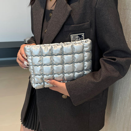 Quilted Plaid Clutch with Zipper