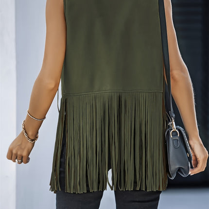 Fringe Open Front Vest Coat