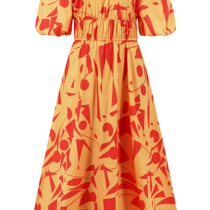 Printed Off-Shoulder Balloon Sleeve Dress