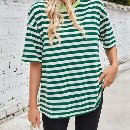 Lovelet Striped Round Neck Half Sleeve T-Shirt