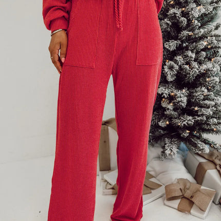 JOLLY Round Neck Long Sleeve Top and Pants Lounge Set