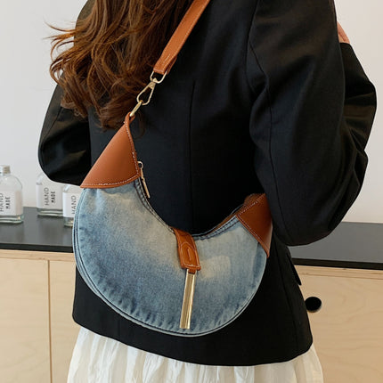 Contrast Denim Shoulder Bag