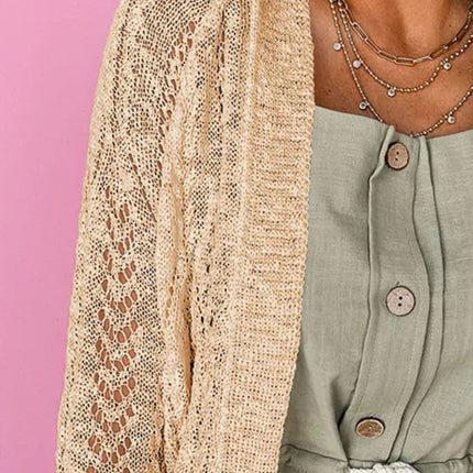Openwork Open Front Long Sleeve Cardigan - Vickie Lynn's