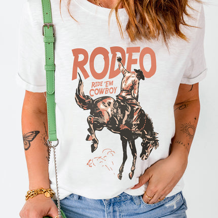 Cowboy Graphic Round Neck Short Sleeve T-Shirt - Vickie Lynn's