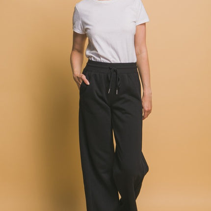 Love Tree Drawstring Wide Leg Sweatpants with Pockets