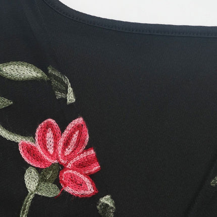 Perfee Embroidered V-Neck Floral Bodysuit