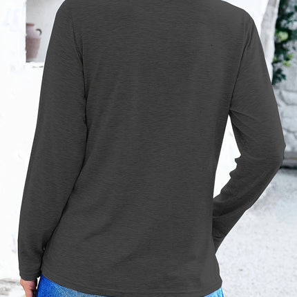 Crisscross V-Neck Long Sleeve T-Shirt