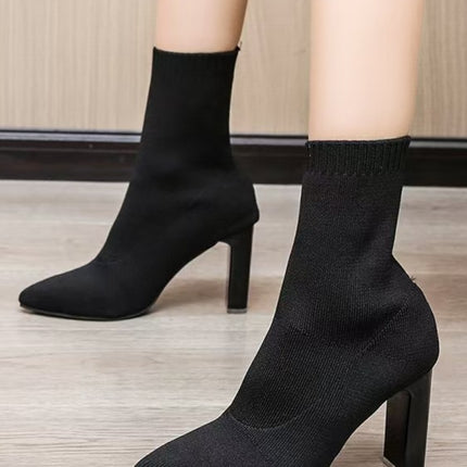 Point Toe Block Heel Boots