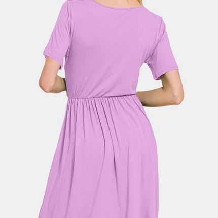 Zenana Surplice Short Sleeve Brushed DTY Dress