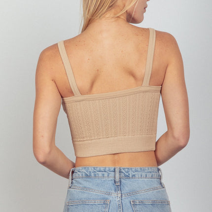 VERY J Cable Knit Seamless Cropped Cami