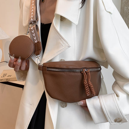 PU Leather Adjustable Strap Crossbody Bag with Coin Purse
