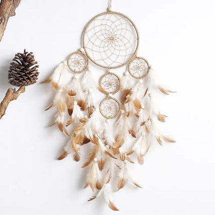 2023 New Dream catchers Retro 5 Ring Dream Catchers Home Decoration Indians Natural Stone Tree of Life Dreamcatcher Wall Hanging